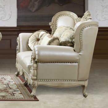 Plantation Cove White Leather Loveseat Traditional by Homey Design HD-32