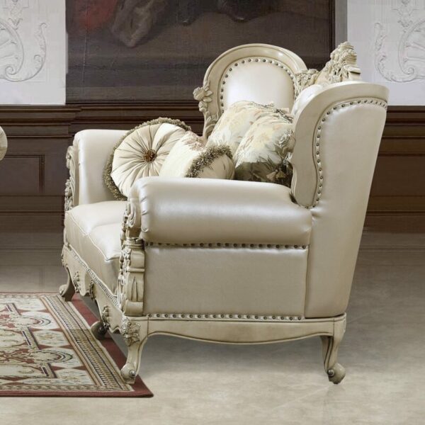 Plantation Cove White Leather Loveseat Traditional by Homey Design HD-32 4