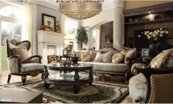 Black Enamel & Gold Finish Traditional 3PC Sofa Set HD-551 By Homey Design 6
