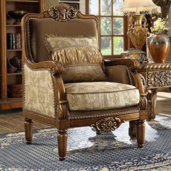 Luxury Chenille Golden Beige Armchair Traditional HD-610 By Homey Design