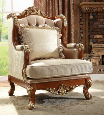 Rich Brown & Metallic Bright Gold Accent Chair HD-821 By Homey Design