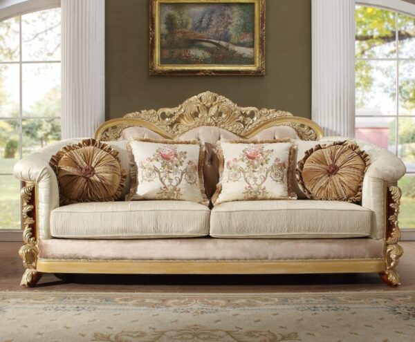 Luxury Brown & Beige 3Pcs Traditional Sofa Set HD-821 By Homey 8