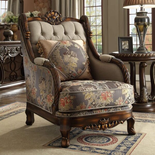Luxury Beige Chenille Armchair Traditional Homey Design HD-1623 4