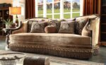 Mahogany & Beige Sofa Carved Wood Traditional HD-1631 By Homey Design 8