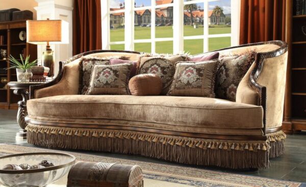 Mahogany & Beige Sofa Carved Wood Traditional HD-1631 By Homey Design 6