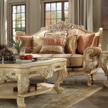 Luxury Chenille Gold Loveseat Traditional HD-1633 By Homey Design