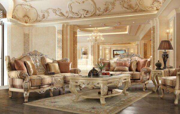 Luxury Chenille Gold Sofa Set 3Pcs Traditional HD-1633 By Homey Design 6