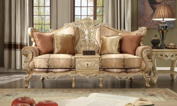 Luxury Chenille Gold Sofa Set 3Pcs Traditional HD-1633 By Homey Design 8