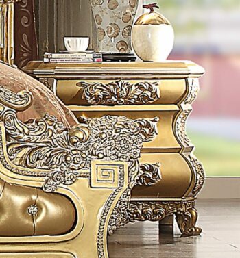 Metallic Bright Gold Finish Nightstand Traditional Homey Design HD-8016