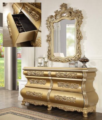 Gold solid wood dresser HD-8016 By Homey Design