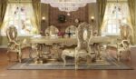 Metallic Bright Gold 7PCs Dining Table Set HD-8016 By Homey Design Homey Design HD-8016 Collection Mobilia Cleopatra 11 Metallic Bright Gold 7PCs Dining Table Set HD-8016 By Homey Design 11