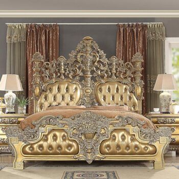 Metallic Bright Gold California King Bed HD-8016 By Homey Design