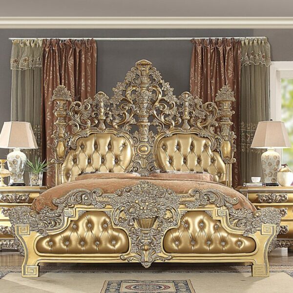 Metallic Bright Gold Eastern King Bed HD-8016 By Homey Design 4