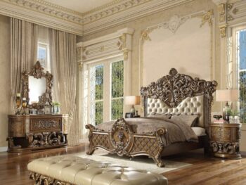 Gold & Brown 4PCs Bedroom Set Traditional Hd-8018 By Homey Design 6