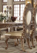 Gold & Brown 7PCs Dining Table Set HD-8018 By Homey Design Homey Design HD-8018 Collection Mobilia Cleopatra 13 Gold & Brown 7PCs Dining Table Set HD-8018 By Homey Design 13