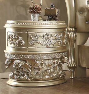 Belle Silver Nightstand Hd-8022 By Homey Design | Mobilia Cleopatra Belle Silver Nightstand HD-8022 By Homey Design