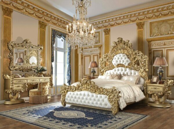 Metallic Bright Gold 4PC Bedroom Set HD-8086 By Homey Design 12