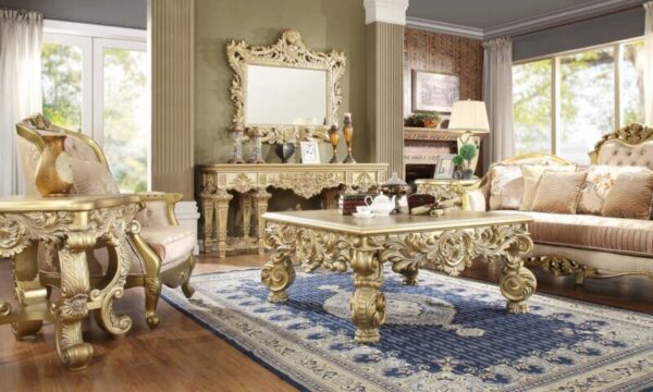 Metallic Bright Gold 3PCs Coffee Table Set HD-8086 By Homey Design 4