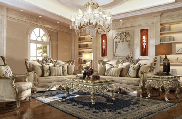 Metallic Bright Gold 3PCs Sofa Set HD-04 By Homey Design 7