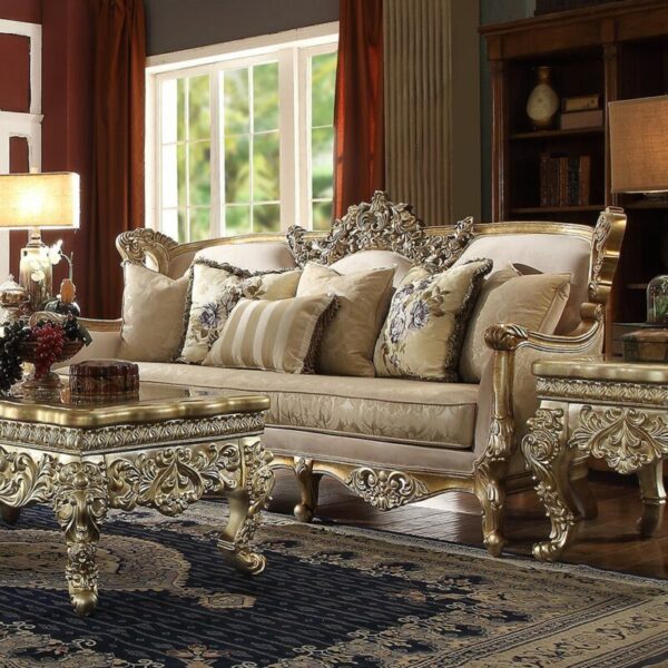 Metallic Bright Gold 3PCs Sofa Set HD-04 By Homey Design 8
