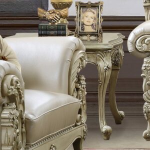 Plantation Cove White Finish End Table Traditional by Homey Design HD-32 | Mobilia Cleopatra Plantation Cove White Finish End Table Traditional by Homey Design HD-32