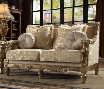Metallic Bright Gold Loveseat HD-205 By Homey Design