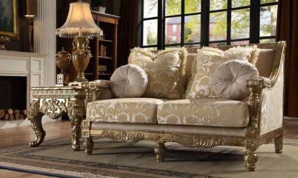 Metallic Bright Gold 3 PCs Sofa Set HD-205 By Homey Design 9