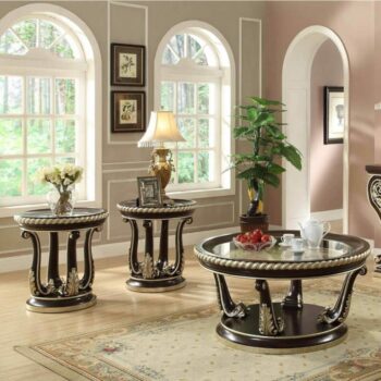 Homey Design HD-213 3Pc Coffee Table Set in Brown Cherry