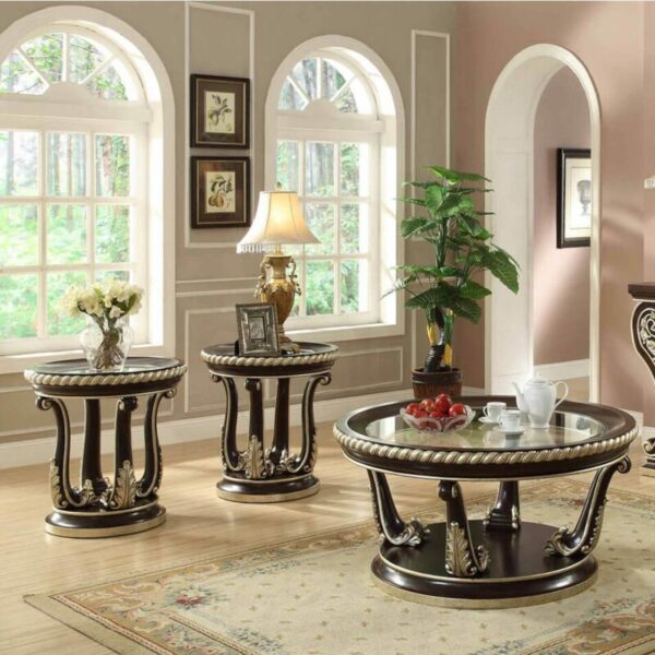 Homey Design HD-213 3Pc Coffee Table Set in Brown Cherry 4