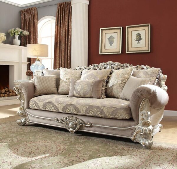 Metallic Silver Finish 3PC Sofa Set Traditional Style Homey Design HD-372 9