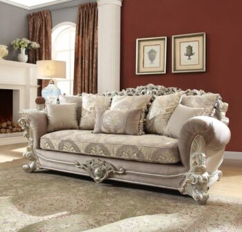 Metallic Silver Finish Sofa Traditional Style by Homey Design HD-372