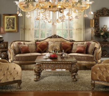 Brown Victorian Sectional Sofa By Homey Design HD-458 5