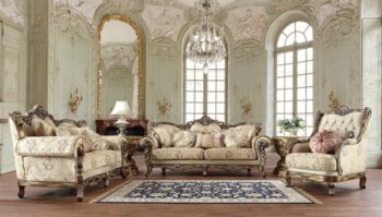Met Ant Gold & Perfect Brown 3PC Sofa Set HD-506 By Homey Design