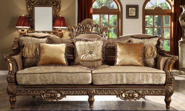 Metallic Antique Gold 3PC Sofa Set HD-610 By Homey Design 10