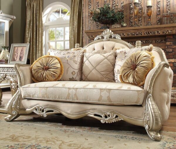 Golden Silver & Metallic Gold Loveseat HD-661 By Homey Design 4