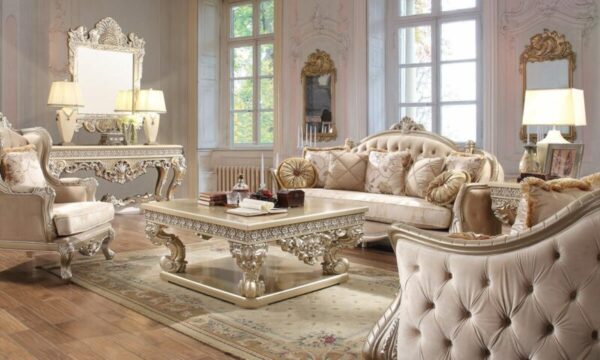 Golden Silver & Metallic Gold 3PC Sofa Set HD-661 By Homey Design 4