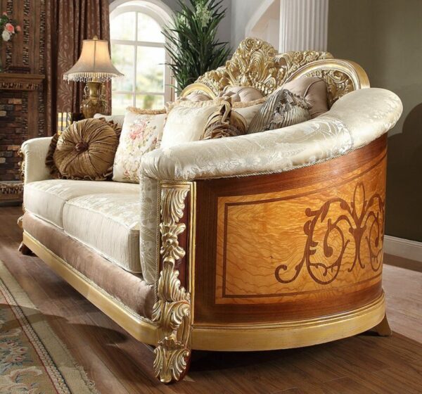 Rich Brown & Metallic Bright Gold Accent Loveseat HD-821 By Homey Design 4