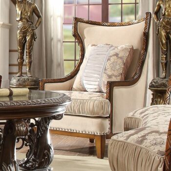 Antique Gold & Dark Oak Armchair Traditional Homey Design HD-823