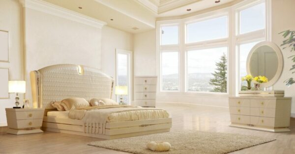 White Gloss 5PCs California King Bedroom Set HD-914 By Homey Design 4