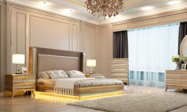 Belle Silver & Metallic Silver 5PCs California King Bedroom Set HD-925 By Homey Design 4