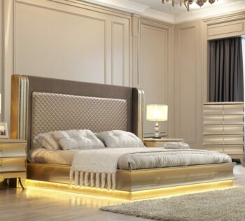 Belle Silver & Metallic Silver Eastern King Bed HD-925 By Homey Design