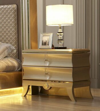 Belle Silver & Metallic Silver Nightstand HD-925 By Homey Design