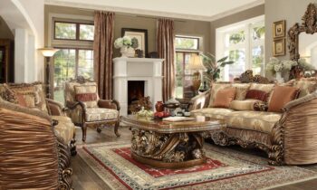 Metallic Gold Loveseat HD-1601 By Homey Design