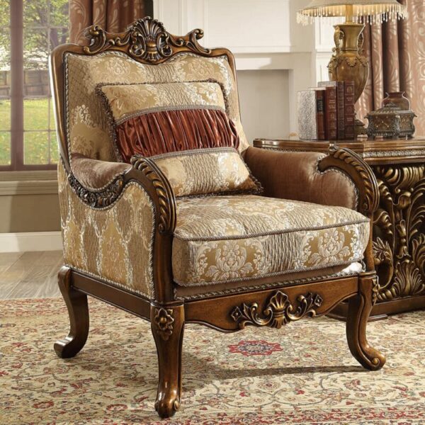 Homey Design HD-1601 3Pc Upholstery Sofa Set In Metallic Antique Gold 7