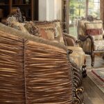 Homey Design HD-1601 3Pc Upholstery Sofa Set In Metallic Antique Gold Homey Design HD-1601 Collection Mobilia Cleopatra 11 Homey Design HD-1601 3Pc Upholstery Sofa Set In Metallic Antique Gold 11