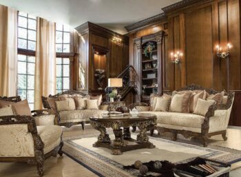 Met Ant Gold & Perfect Brown 3PCs Sofa Set HD-1609 By Homey Design