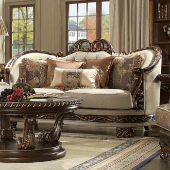 Luxury Beige Chenille Loveseat Traditional Homey Design HD-1623