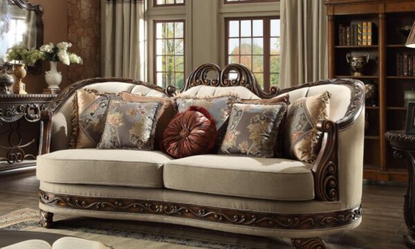 Homey Design Hd-1623 Traditional 3Pc Living Room Sofa Set In Luxury Beige Chenille 8