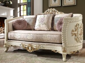 Cream Chenille Loveseat HD-2011 By Homey Design