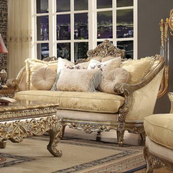 Metallic Bright Gold Loveseat HD-2626 By Homey Design